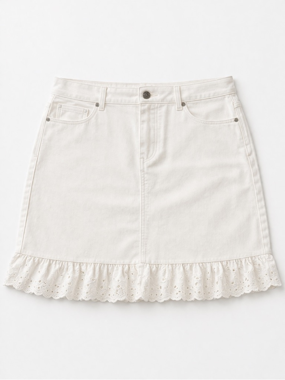 White Ruffled Mini Skirt - Picture 3 of 5